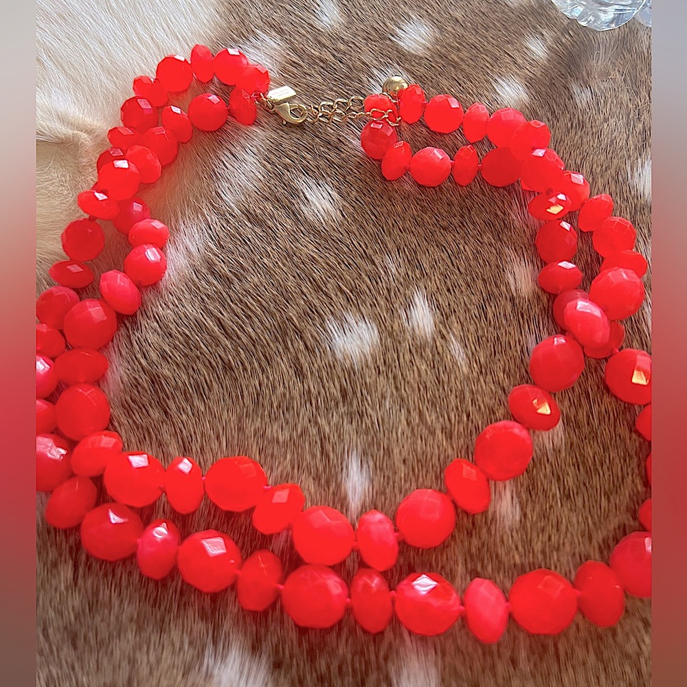 Kate spade bright coral statement necklace
